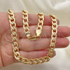 Oro Laminado Basic Necklace, Gold Filled Style Pave Cuban Design, Polished, Golden Finish, 04.213.0160.24 (07 MM Thickness, 24 Inches Length)