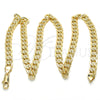 Oro Laminado Basic Necklace, Gold Filled Style Pave Cuban Design, Polished, Golden Finish, 04.213.0160.24 (07 MM Thickness, 24 Inches Length)