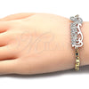 Oro Laminado Fancy Bracelet, Gold Filled Style Nameplate Design, Polished, Tricolor, 03.63.1966.1.08 (04 MM Thickness, 8 Inches Length)