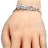 Oro Laminado Fancy Bracelet, Gold Filled Style Nameplate Design, Polished, Tricolor, 03.63.1966.1.08 (04 MM Thickness, 8 Inches Length)