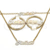 Oro Laminado Necklace, Bracelet and Earring, Gold Filled Style Polished, Tricolor, 06.63.0238.1