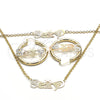 Oro Laminado Necklace, Bracelet and Earring, Gold Filled Style Polished, Tricolor, 06.63.0252.1