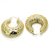 Oro Laminado Large Hoop, Gold Filled Style Bamboo Design, Brushed Finish, Golden Finish, 02.163.0064.50