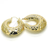 Oro Laminado Large Hoop, Gold Filled Style Bamboo Design, Brushed Finish, Golden Finish, 02.163.0064.50