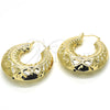 Oro Laminado Large Hoop, Gold Filled Style Bamboo Design, Brushed Finish, Golden Finish, 02.163.0064.50