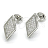 Sterling Silver Stud Earring, with White Cubic Zirconia, Polished, Rhodium Finish, 02.285.0080