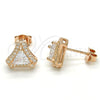 Sterling Silver Stud Earring, with White Cubic Zirconia, Polished, Rose Gold Finish, 02.285.0085