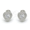Sterling Silver Stud Earring, Heart Design, with White Cubic Zirconia and White Micro Pave, Polished, Rhodium Finish, 02.285.0092