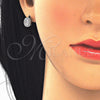 Sterling Silver Stud Earring, with White Cubic Zirconia, Polished, Rhodium Finish, 02.285.0093