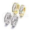 Sterling Silver Huggie Hoop, with White Cubic Zirconia, Polished, Rhodium Finish, 02.186.0121.1.12
