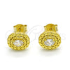 Sterling Silver Stud Earring, with White Cubic Zirconia, Polished, Golden Finish, 02.186.0146