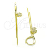 Sterling Silver Long Earring, with White Micro Pave, Polished, Golden Finish, 02.186.0159