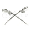 Sterling Silver Long Earring, with White Micro Pave, Polished, Rhodium Finish, 02.186.0159.1