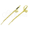 Sterling Silver Long Earring, Star Design, with White Micro Pave, Polished, Golden Finish, 02.186.0163