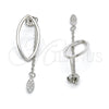 Sterling Silver Long Earring, with White Micro Pave, Polished, Rhodium Finish, 02.186.0177.1