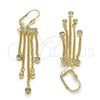 Oro Laminado Long Earring, Gold Filled Style with White Crystal, Polished, Golden Finish, 02.270.0066