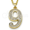 Oro Laminado Fancy Pendant, Gold Filled Style with White Cubic Zirconia, Polished, Golden Finish, 05.185.0029