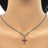 Rhodium Plated Pendant Necklace, Cross Design, with Garnet and White Cubic Zirconia, Polished, Rhodium Finish, 04.284.0009.5.22 (02 MM Thickness, 22 Inches Length)