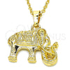 Oro Laminado Fancy Pendant, Gold Filled Style Elephant Design, Polished, Golden Finish, 05.213.0048
