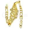 Oro Laminado Fancy Bracelet, Gold Filled Style Crown and Guadalupe Design, with White Crystal, Polished, Golden Finish, 03.253.0029.07 (05 MM Thickness, 7 Inches Length)