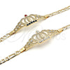 Oro Laminado Fancy Bracelet, Gold Filled Style Crown and Guadalupe Design, with White Crystal, Polished, Golden Finish, 03.253.0029.07 (05 MM Thickness, 7 Inches Length)