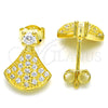 Sterling Silver Stud Earring, with White Cubic Zirconia, Polished, Golden Finish, 02.336.0094.2
