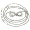 Sterling Silver Pendant Necklace, Infinite and Heart Design, with White Cubic Zirconia, Polished, Rhodium Finish, 04.336.0077.16 (02 MM Thickness, 16 Inches Length)
