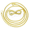 Sterling Silver Pendant Necklace, Infinite and Heart Design, with White Cubic Zirconia, Polished, Golden Finish, 04.336.0077.2.16 (02 MM Thickness, 16 Inches Length)