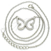 Sterling Silver Pendant Necklace, Butterfly Design, with White Cubic Zirconia, Polished, Rhodium Finish, 04.336.0087.16 (01 MM Thickness, 16 Inches Length)