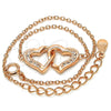 Sterling Silver Fancy Bracelet, Heart Design, with White Micro Pave, Polished, Rose Gold Finish, 03.336.0025.1.07 (01 MM Thickness, 7 Inches Length)