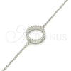 Sterling Silver Fancy Bracelet, with White Cubic Zirconia, Polished, Rhodium Finish, 03.336.0044.07 (02 MM Thickness, 7 Inches Length)