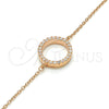 Sterling Silver Fancy Bracelet, with White Cubic Zirconia, Polished, Rose Gold Finish, 03.336.0044.1.07 (02 MM Thickness, 7 Inches Length)