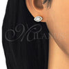 Sterling Silver Stud Earring, with White Cubic Zirconia, Polished, Golden Finish, 02.286.0022.2