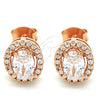 Sterling Silver Stud Earring, with White Cubic Zirconia and White Crystal, Polished, Rose Gold Finish, 02.286.0023.1
