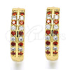 Oro Laminado Huggie Hoop, Gold Filled Style with Garnet and White Cubic Zirconia, Polished, Golden Finish, 02.266.0029.1.20