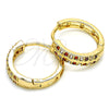 Oro Laminado Huggie Hoop, Gold Filled Style with Garnet and White Cubic Zirconia, Polished, Golden Finish, 02.266.0029.1.20