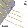 Oro Laminado Basic Necklace, Gold Filled Style Twist Design, Polished, Golden Finish, 04.09.0176.20 (20 Inches Length)