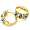 Oro Laminado Huggie Hoop, Gold Filled Style with Black and White Cubic Zirconia, Polished, Golden Finish, 02.210.0084.13.15