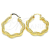 Oro Laminado Medium Hoop, Gold Filled Style Twist Design, Polished, Golden Finish, 02.170.0124.30