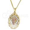 Oro Laminado Pendant Necklace, Gold Filled Style Divino Niño Design, Polished, Tricolor, 04.106.0053.20 (02 MM Thickness, 20 Inches Length)