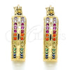 Oro Laminado Small Hoop, Gold Filled Style with Multicolor Micro Pave, Polished, Golden Finish, 02.210.0271.3.20
