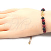 Oro Laminado Adjustable Bolo Bracelet, Gold Filled Style Elephant and Snake Design, with Black and Garnet Opal, Polished, Golden Finish, 03.32.0229.07 (7 Inches Length)