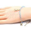 Oro Laminado Adjustable Bolo Bracelet, Gold Filled Style Turtle and Snake Design, with Aquamarine Crystal, Blue Polished, Golden Finish, 03.32.00234.07 (7 Inches Length)