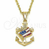 Oro Laminado Religious Pendant, Gold Filled Style Anchor Design, Polished, Golden Finish, 03.32.0242