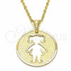 Oro Laminado Fancy Pendant, Gold Filled Style Little Girl Design, Matte Finish, Golden Finish, 03.32.0243