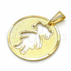 Oro Laminado Fancy Pendant, Gold Filled Style Little Girl Design, Matte Finish, Golden Finish, 03.32.0243