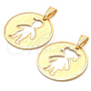 Oro Laminado Fancy Pendant, Gold Filled Style Little Girl Design, Matte Finish, Golden Finish, 03.32.0243