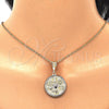 Oro Laminado Religious Pendant, Gold Filled Style Four-leaf Clover and Evil Eye Design, Matte Finish, Two Tone, 03.32.0245