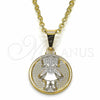 Oro Laminado Fancy Pendant, Gold Filled Style Little Girl Design, Matte Finish, Two Tone, 05.32.0067