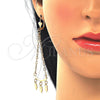 Oro Laminado Long Earring, Gold Filled Style Owl and Rolo Design, Polished, Golden Finish, 02.32.0551